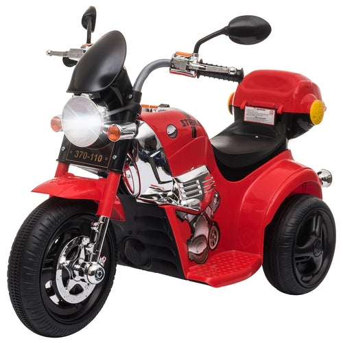 Moto Eléctrica Infantil 6V – Motocicleta a Batería para Niños de 3 a 6 Años con Caja de Almacenamiento (Rojo)