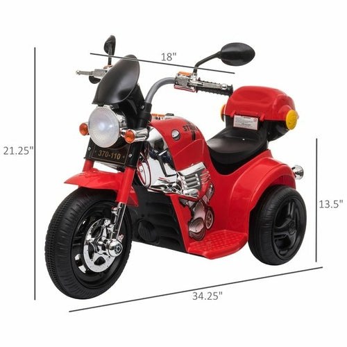 Moto Eléctrica Infantil 6V – Motocicleta a Batería para Niños de 3 a 6 Años con Caja de Almacenamiento (Rojo)